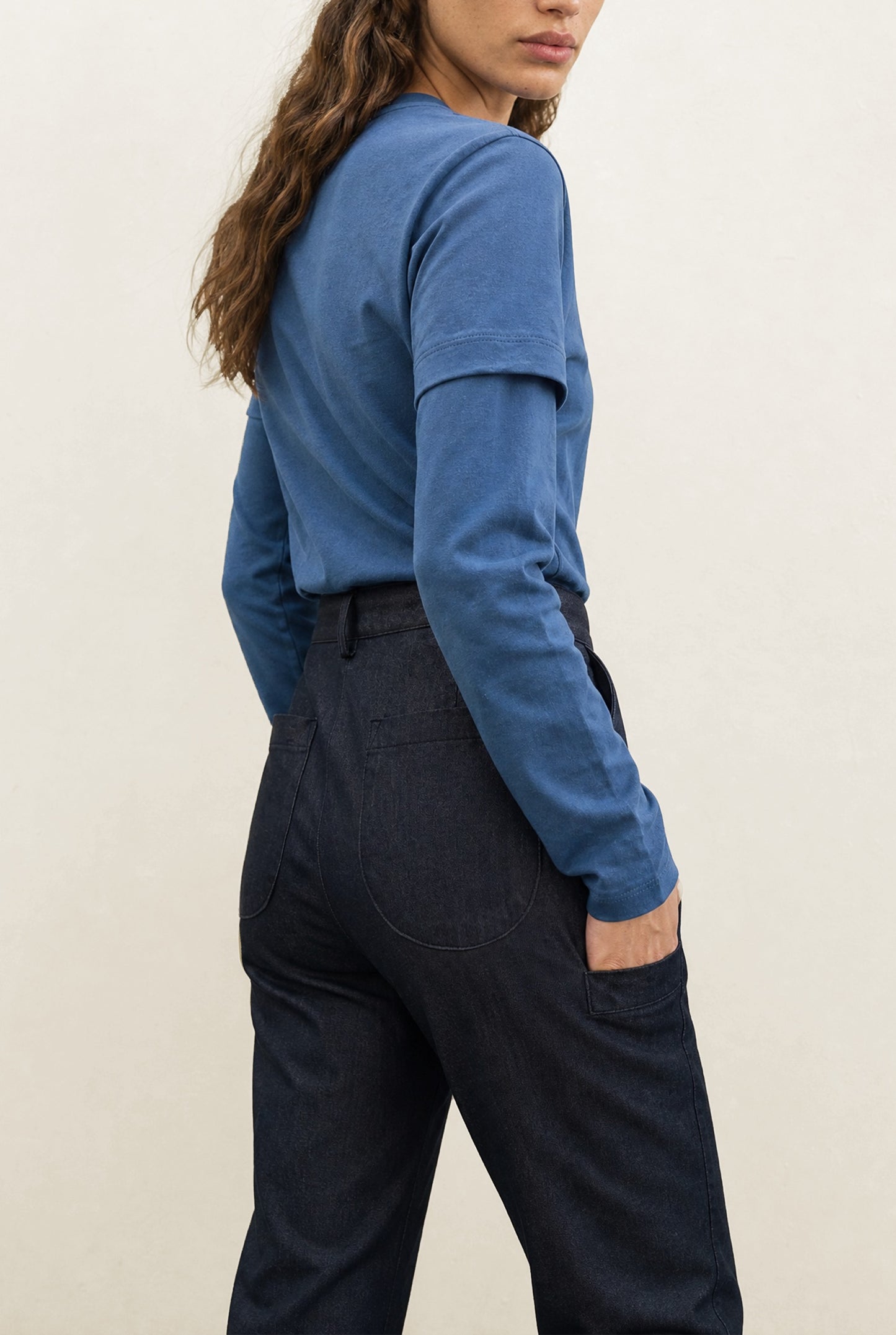 Denim Gabardine Straight-Leg Trouser