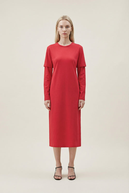 Red Layered Tee Dress