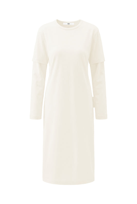 Ivory Layered Tee Dress