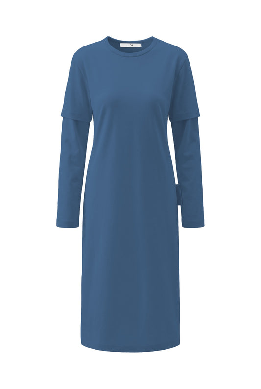 Deep Blue Layered Tee Dress