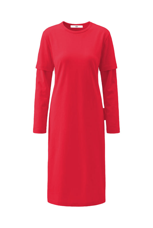 Red Layered Tee Dress