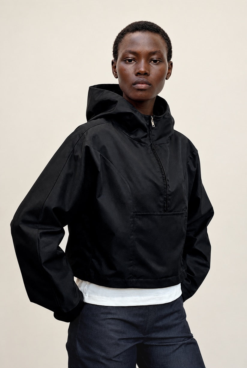 Black Crop Hooded Jacket