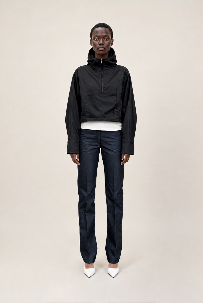 Black Crop Hooded Jacket