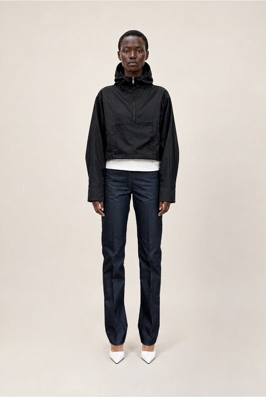 Black Crop Hooded Jacket