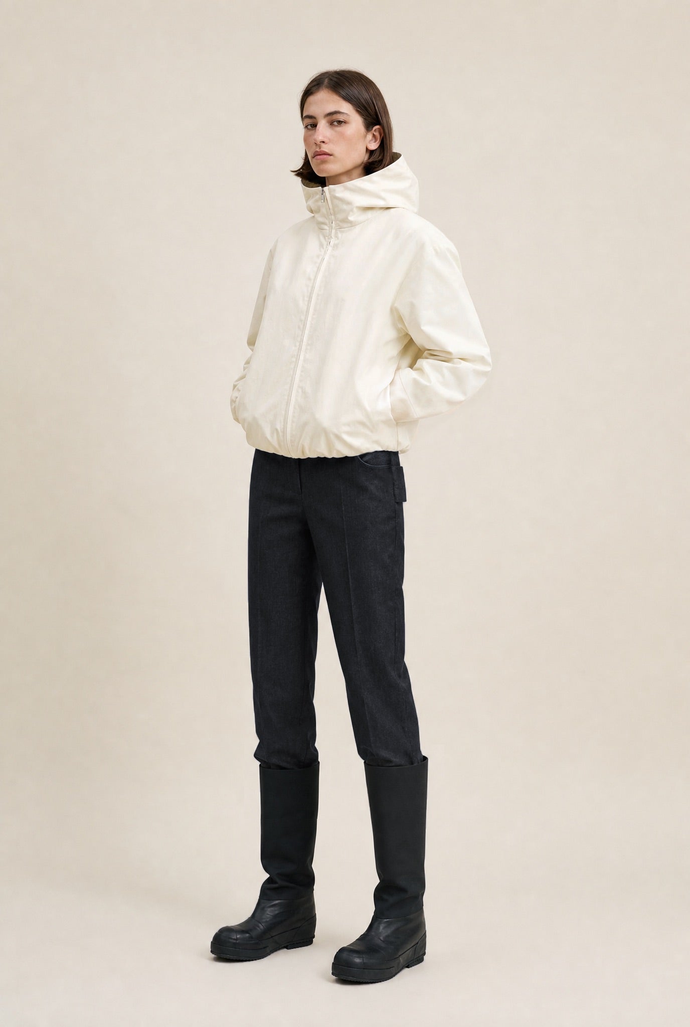 Ivory Hooded Jacket