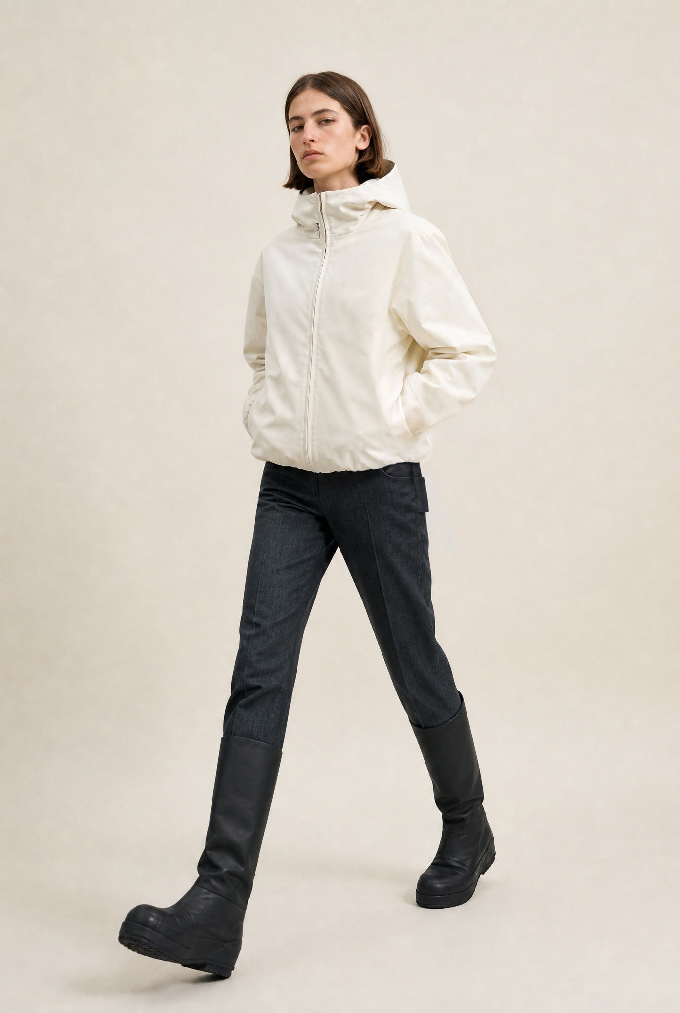 Ivory Hooded Jacket