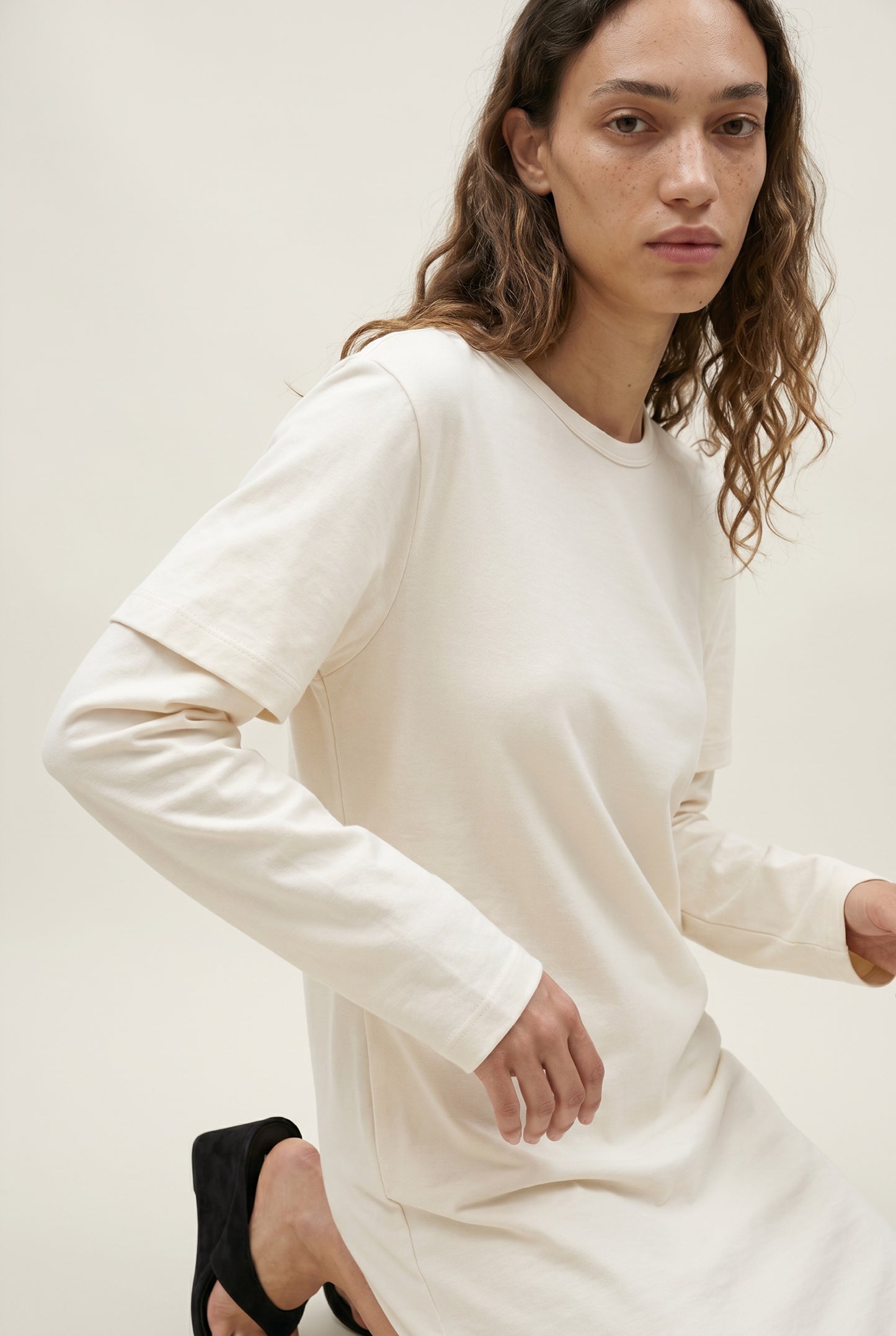 Ivory Layered Tee Dress