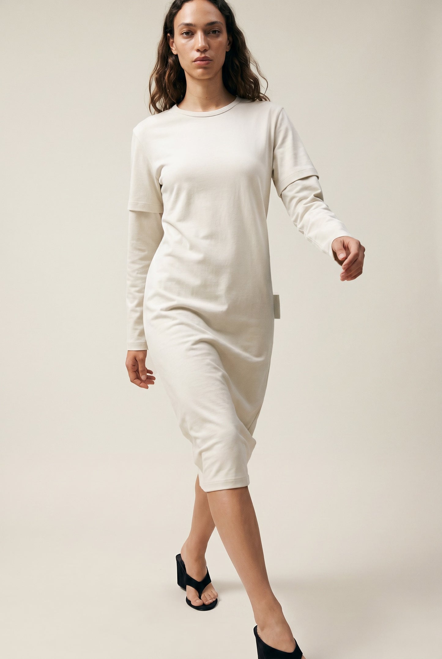 Ivory Layered Tee Dress