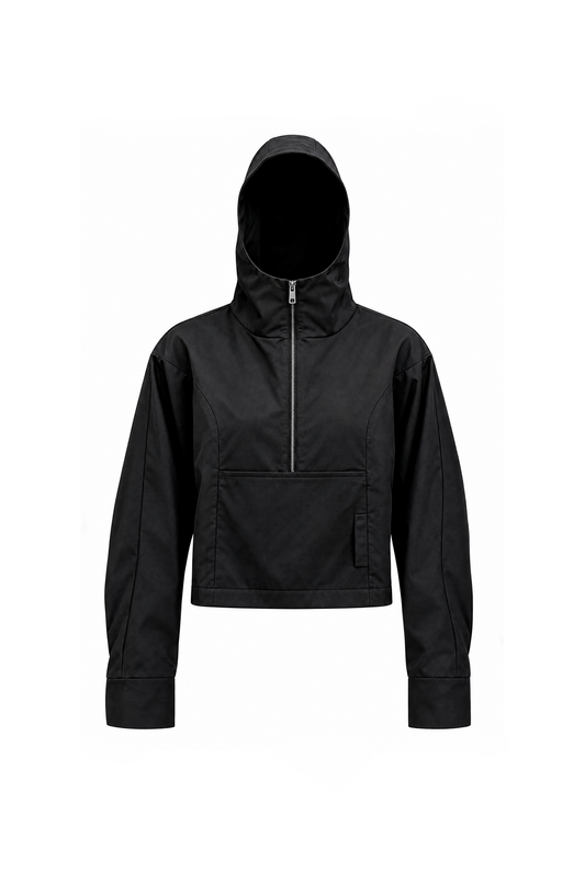 Black Crop Hooded Jacket