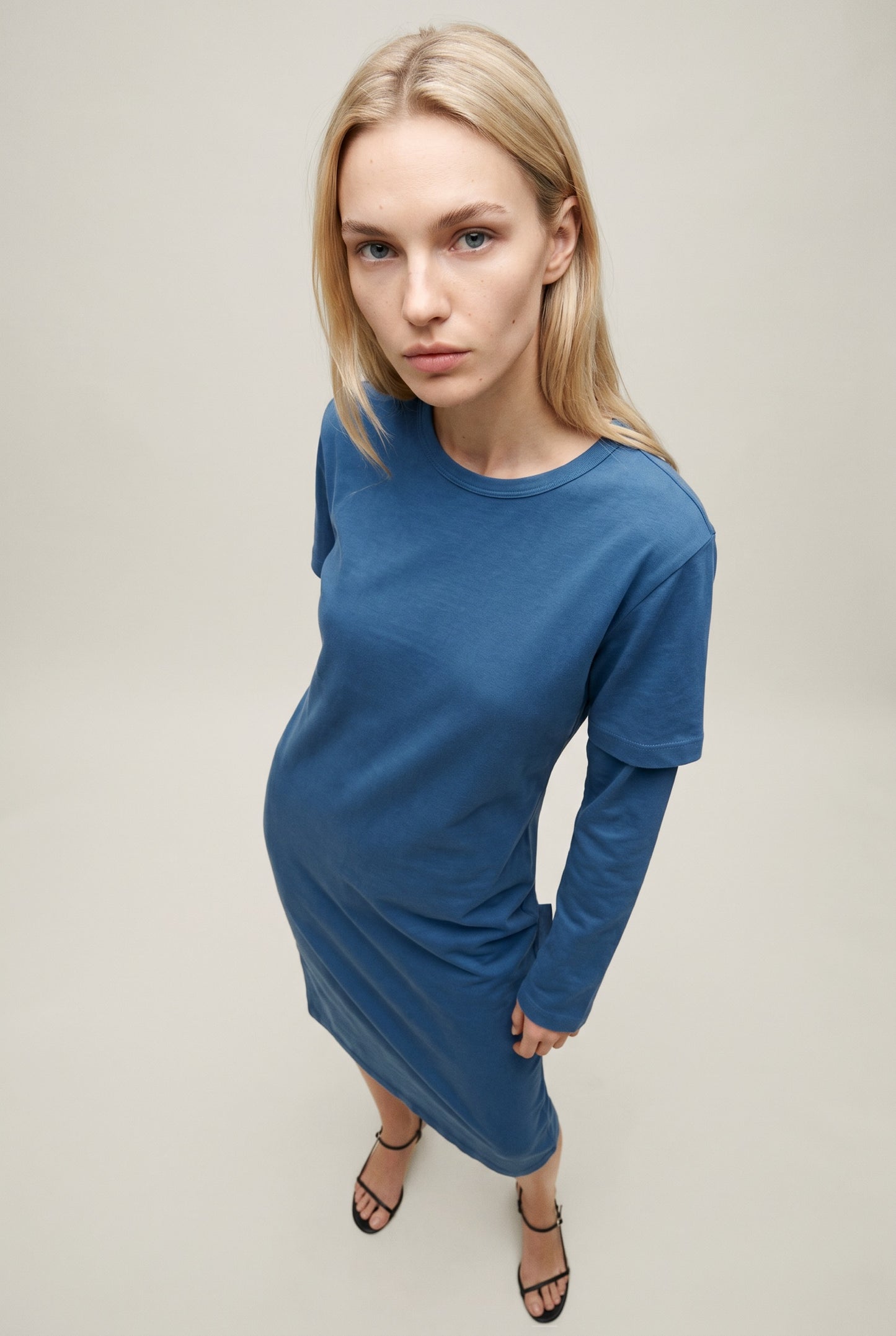Deep Blue Layered Tee Dress