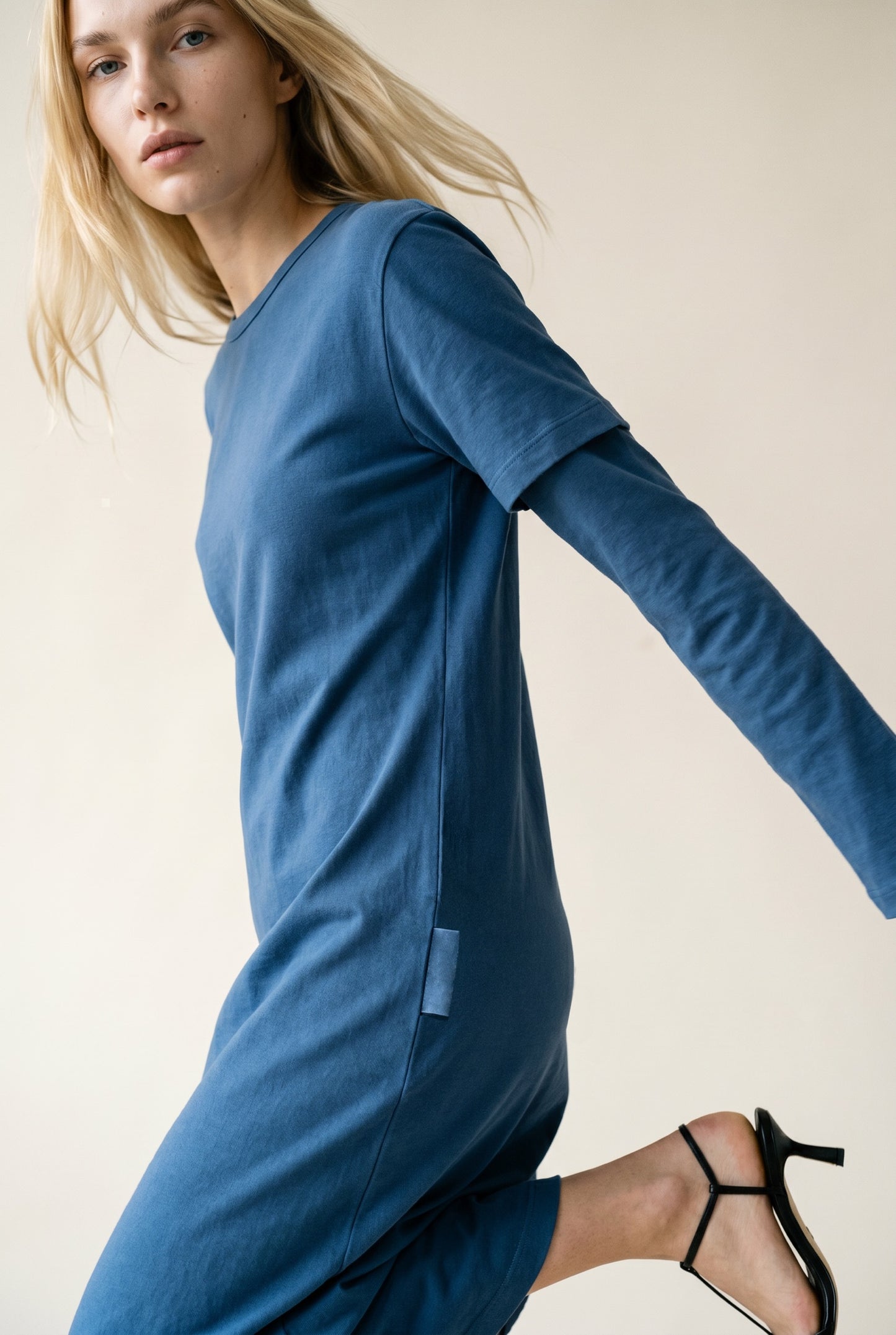 Deep Blue Layered Tee Dress