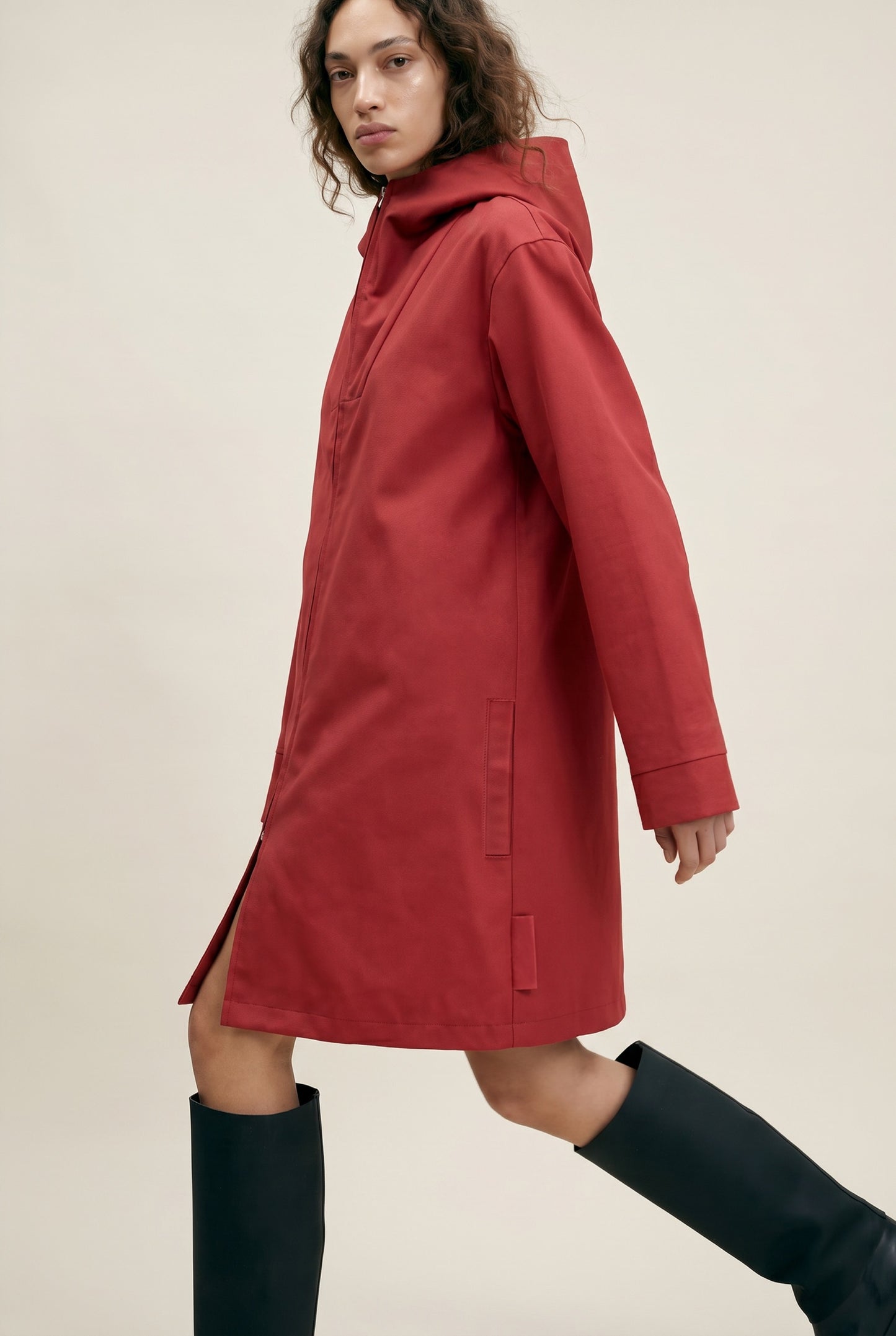 Red Long Hooded Jacket