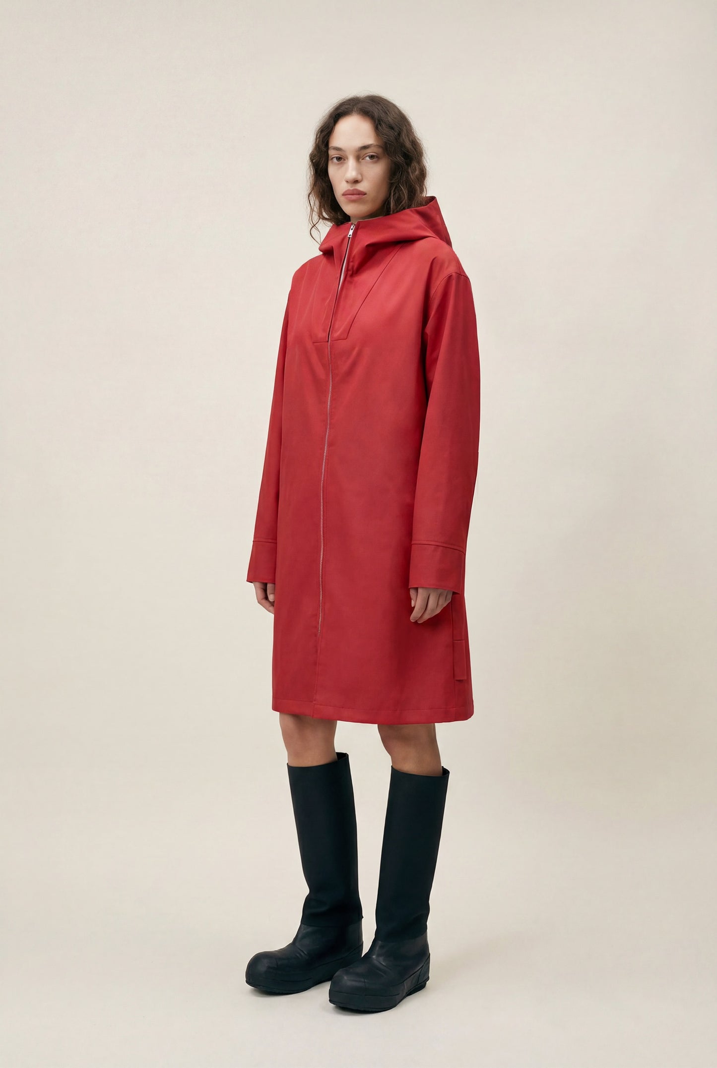 Red Long Hooded Jacket