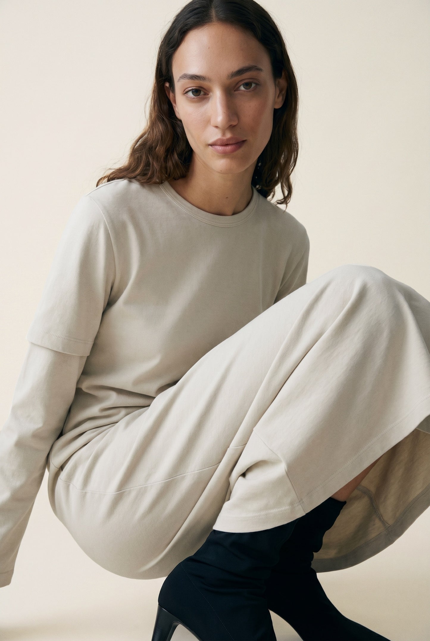 Light Sage Layered Tee Dress