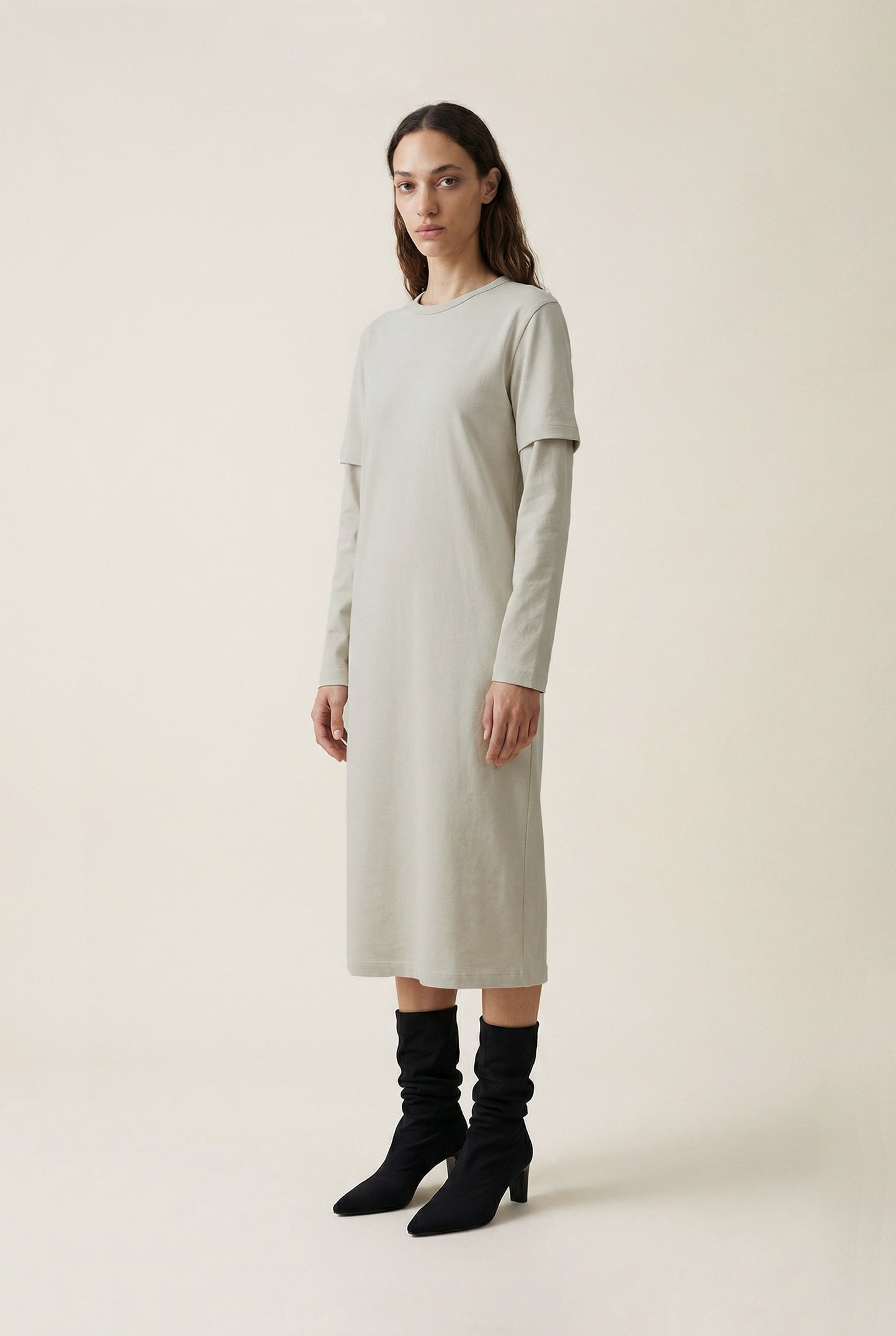 Light Sage Layered Tee Dress